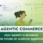Illustration showing AI-driven shopping and automation features powered by Shopify